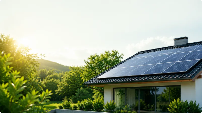 Sistema de energia solar instalado em uma residência